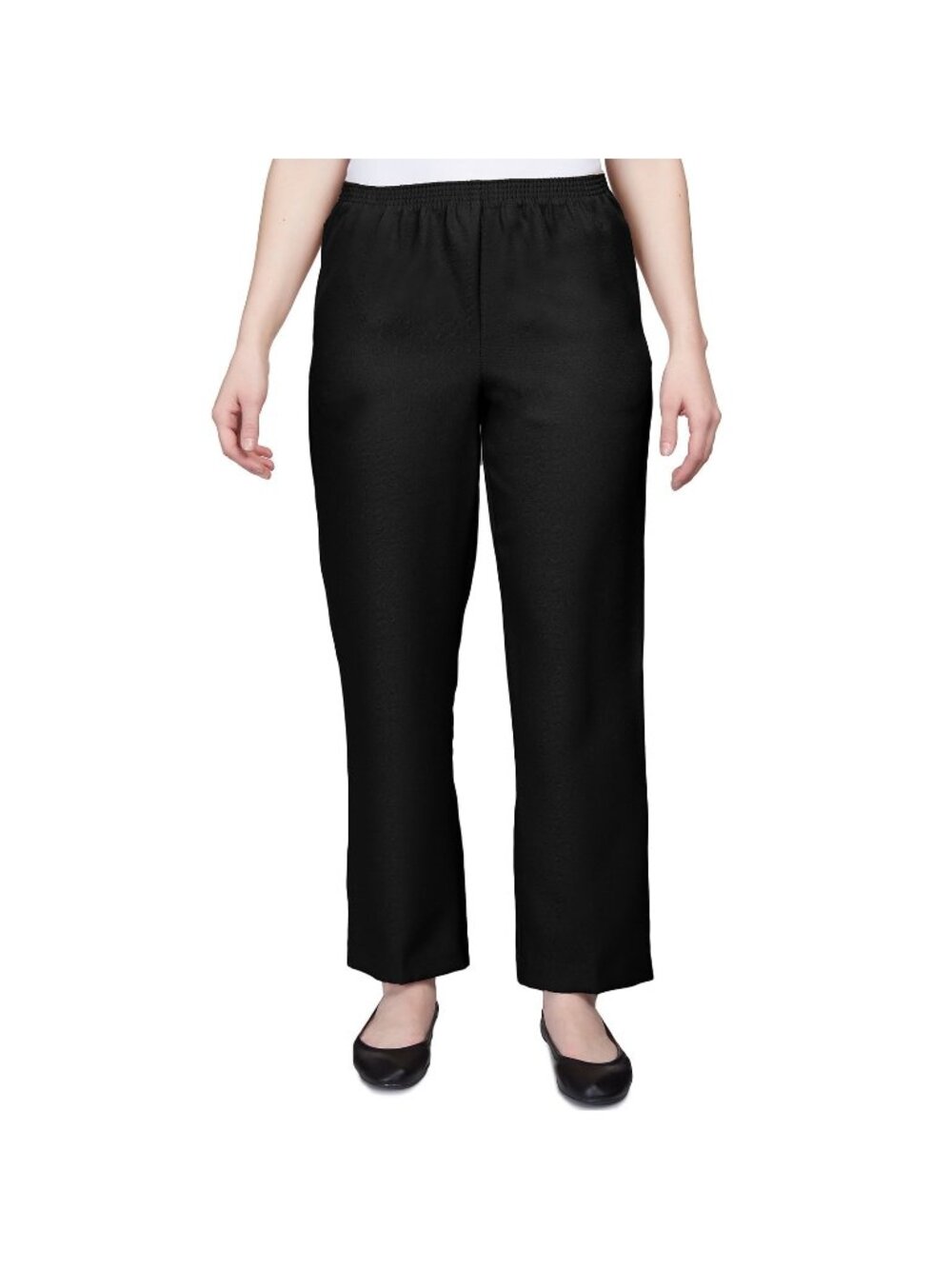 Alfred Dunner NWT Womens Elastic Waist Short Length Pant Petite Size 18P Black